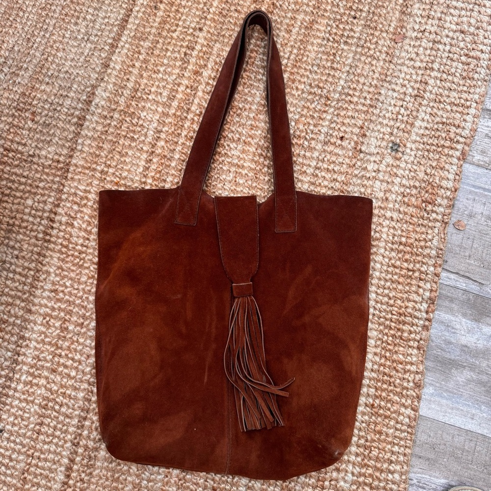 Elegant Brown Suede Tote Bag